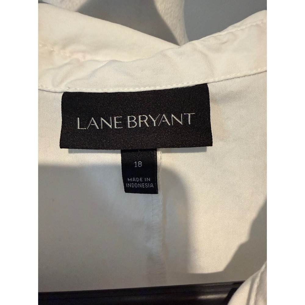 Lane Bryant White Twist Front Sleeveless Midi Shirtdress Plus Size 18 Collared - Picture 3 of 6
